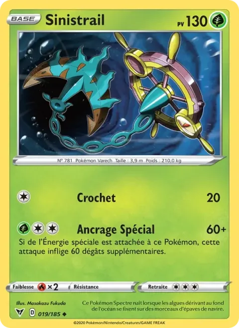 Carte Pokémon Sinistrail 019/185, extension Voltage Éclatant