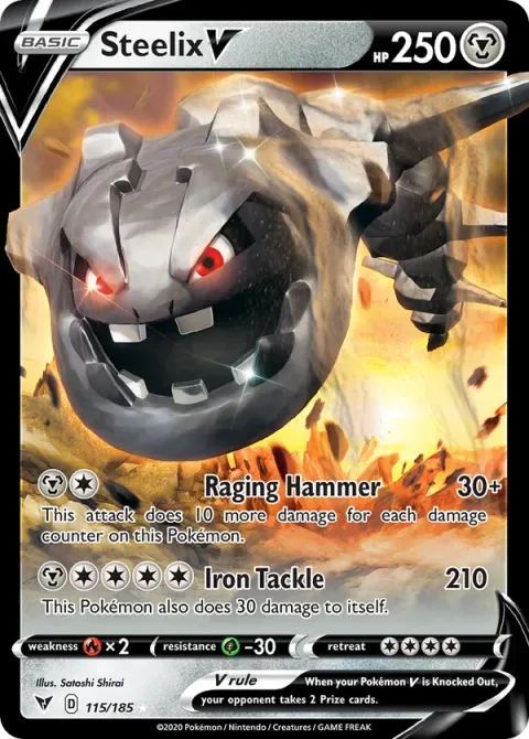 Carte Pokémon Steelix V 115/185, extension Voltage Éclatant