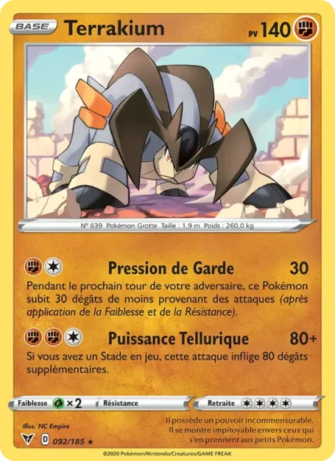 Carte Pokémon Terrakium 092/185, extension Voltage Éclatant