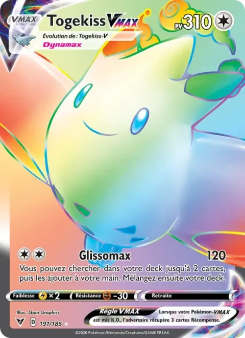 Carte Pokémon Togekiss VMAX 191/185, extension Voltage Éclatant