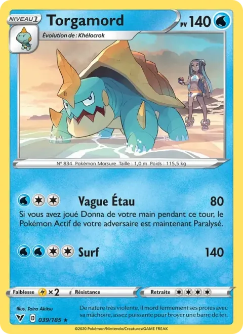 Carte Pokémon Torgamord 039/185, extension Voltage Éclatant