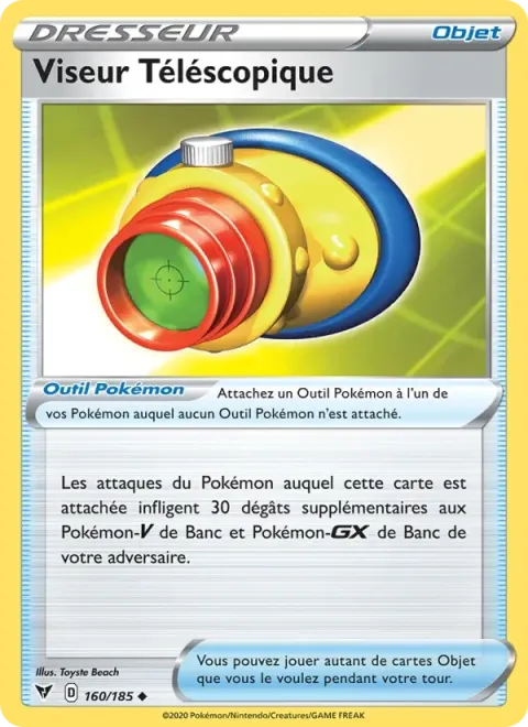Carte Pokémon Viseur Téléscopique 160/185, extension Voltage Éclatant