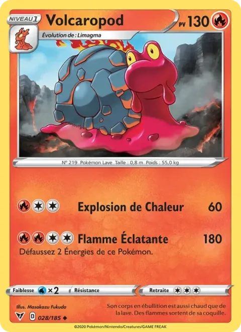 Carte Pokémon Volcaropod 028/185, extension Voltage Éclatant