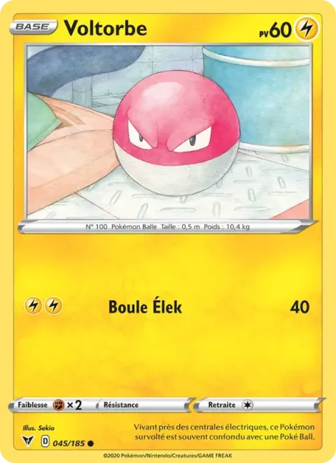 Carte Pokémon Voltorbe 045/185, extension Voltage Éclatant