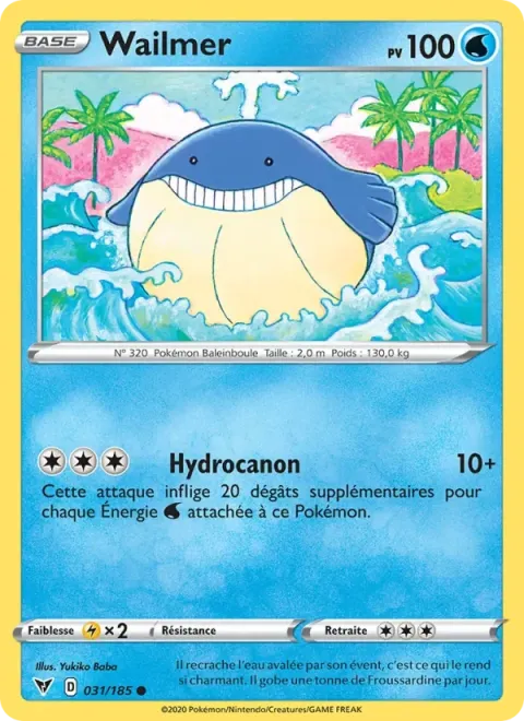 Carte Pokémon Wailmer 031/185, extension Voltage Éclatant