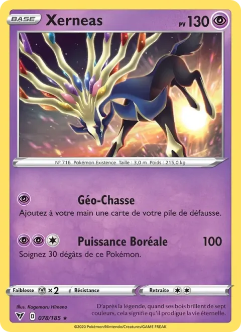 Carte Pokémon Xerneas 078/185, extension Voltage Éclatant