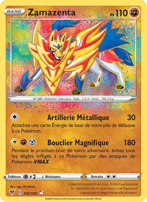 Carte Pokémon Zamazenta 102/185, extension Voltage Éclatant