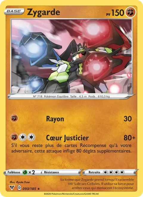 Carte Pokémon Zygarde 093/185, extension Voltage Éclatant