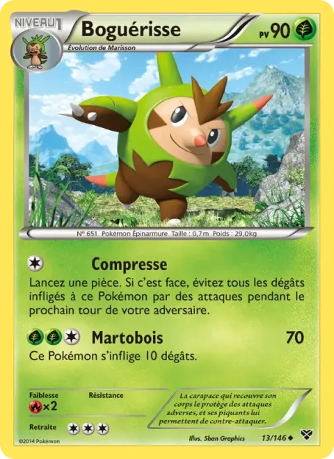 Carte Pokémon Boguérisse 013/146, extension XY