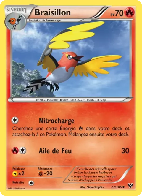 Carte Pokémon Braisillon 027/146, extension XY