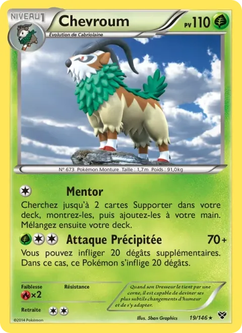 Carte Pokémon Chevroum 019/146, extension XY