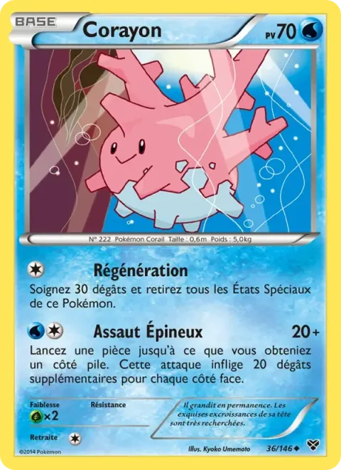 Carte Pokémon Corayon 036/146, extension XY