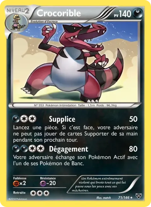 Carte Pokémon Crocorible 071/146, extension XY
