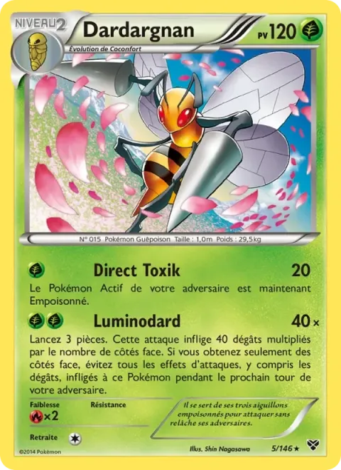 Carte Pokémon Dardargnan 005/146, extension XY