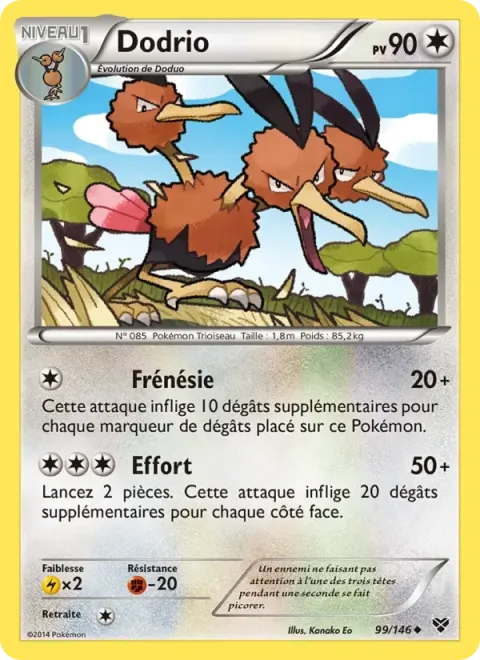 Carte Pokémon Dodrio 099/146, extension XY
