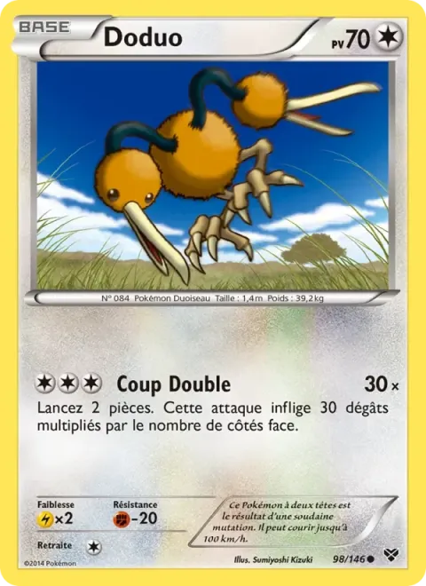 Carte Pokémon Doduo 098/146, extension XY