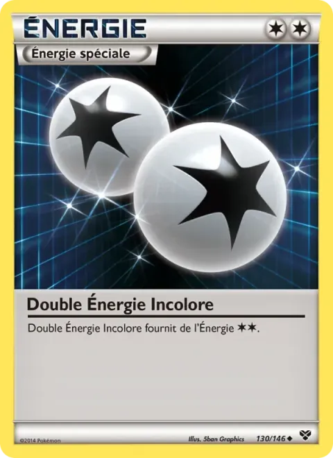 Carte Pokémon Double Énergie Incolore 130/146, extension XY