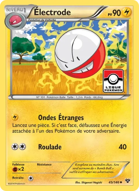 Carte Pokémon Électrode 045/146, extension XY