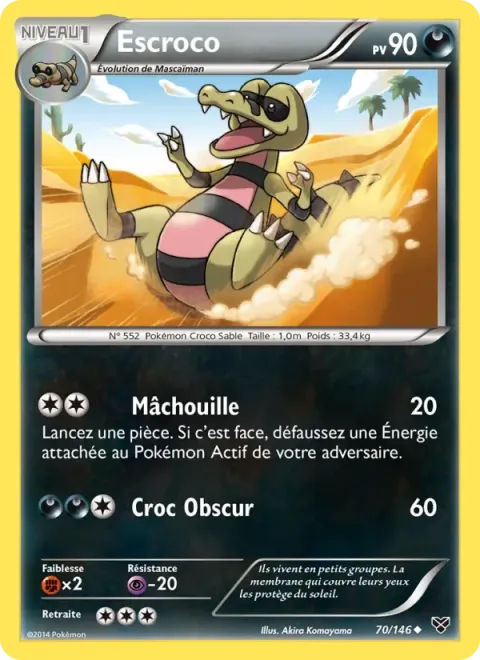 Carte Pokémon Escroco 070/146, extension XY