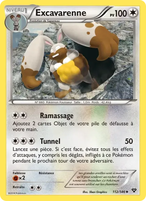 Carte Pokémon Excavarenne 112/146, extension XY