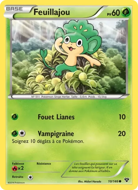 Carte Pokémon Feuillajou 010/146, extension XY