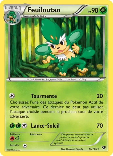 Carte Pokémon Feuiloutan 011/146, extension XY