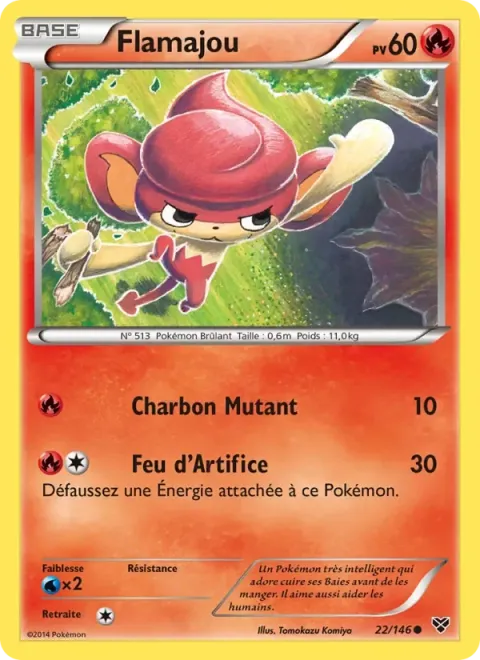 Carte Pokémon Flamajou 022/146, extension XY