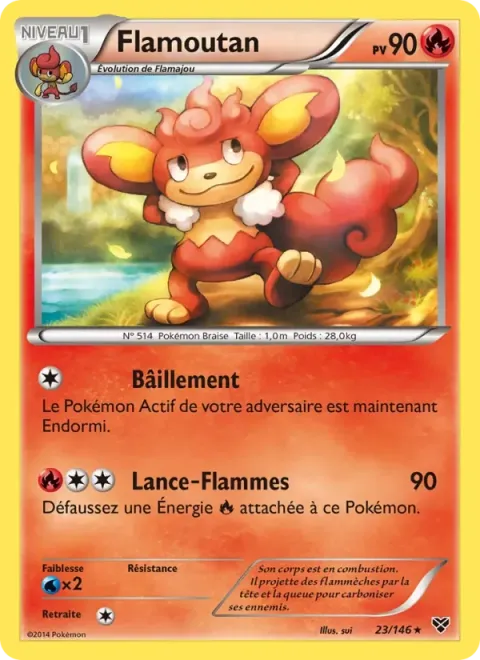 Carte Pokémon Flamoutan 023/146, extension XY