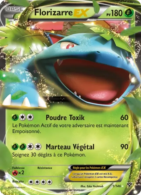 Carte Pokémon Florizarre EX 001/146, extension XY