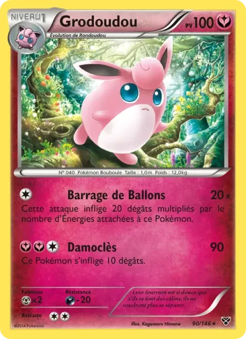 Carte Pokémon Grodoudou 090/146, extension XY