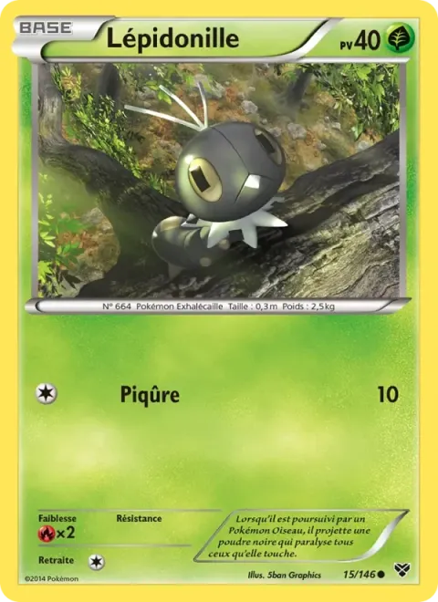 Carte Pokémon Lépidonille 015/146, extension XY