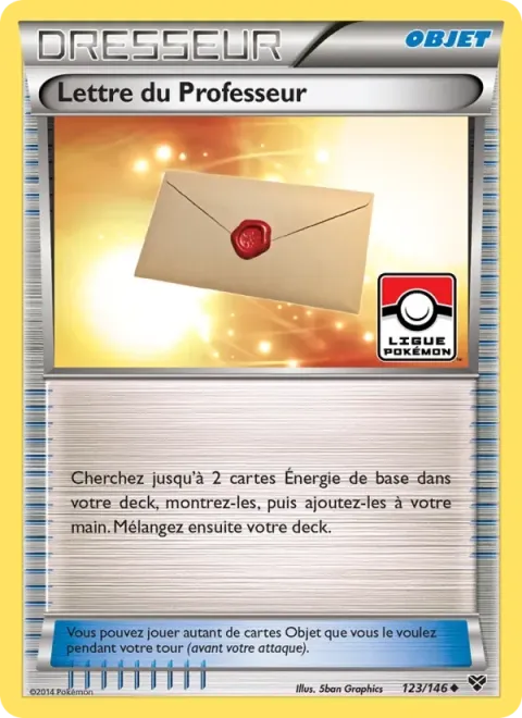 Carte Pokémon Lettre du Professeur 123/146, extension XY