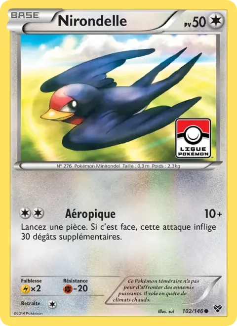 Carte Pokémon Nirondelle 102/146, extension XY