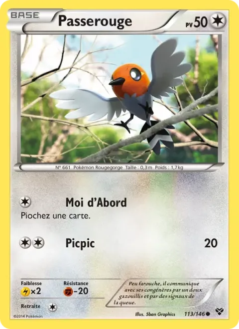 Carte Pokémon Passerouge 113/146, extension XY
