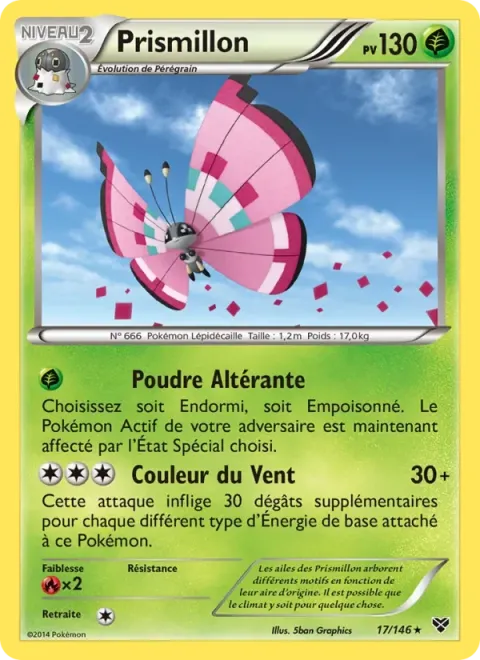 Carte Pokémon Prismillon 017/146, extension XY
