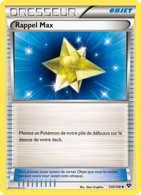 Carte Pokémon Rappel Max 120/146, extension XY