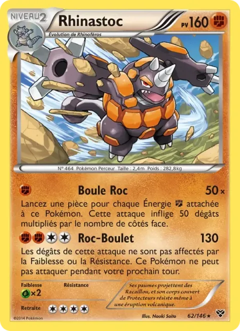 Carte Pokémon Rhinastoc 062/146, extension XY