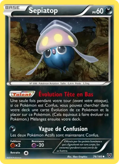 Carte Pokémon Sepiatop 074/146, extension XY
