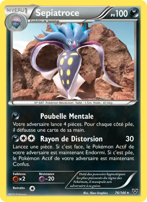 Carte Pokémon Sepiatroce 076/146, extension XY