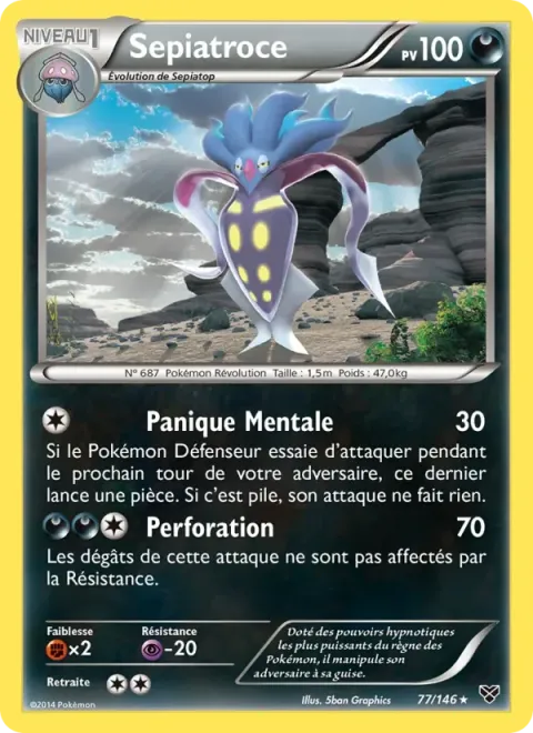 Carte Pokémon Sepiatroce 077/146, extension XY