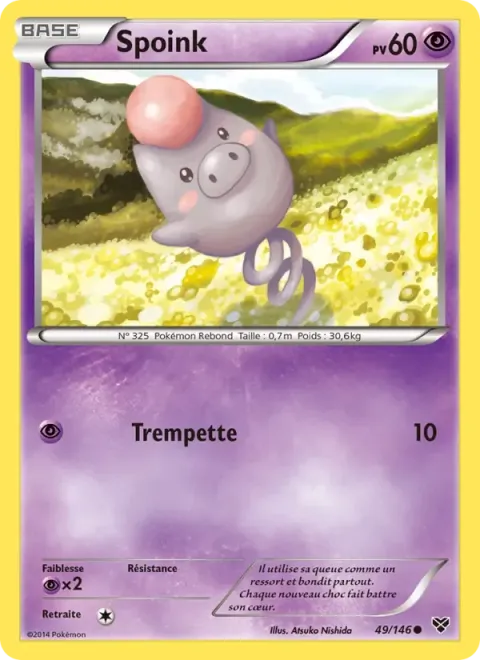 Carte Pokémon Spoink 049/146, extension XY