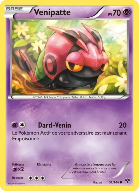 Carte Pokémon Venipatte 051/146, extension XY