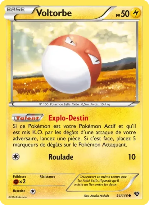 Carte Pokémon Voltorbe 044/146, extension XY