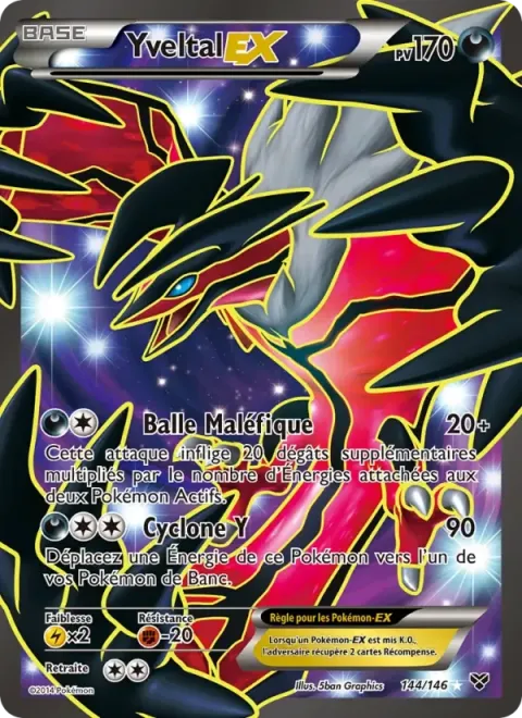 Carte Pokémon Yveltal EX 144/146, extension XY