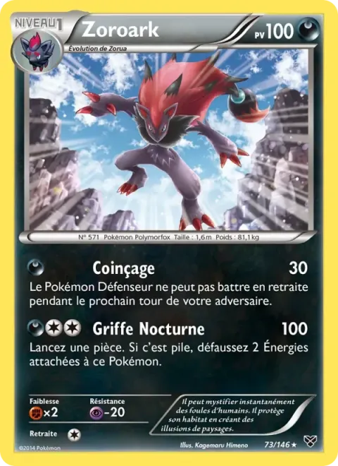 Carte Pokémon Zoroark 073/146, extension XY