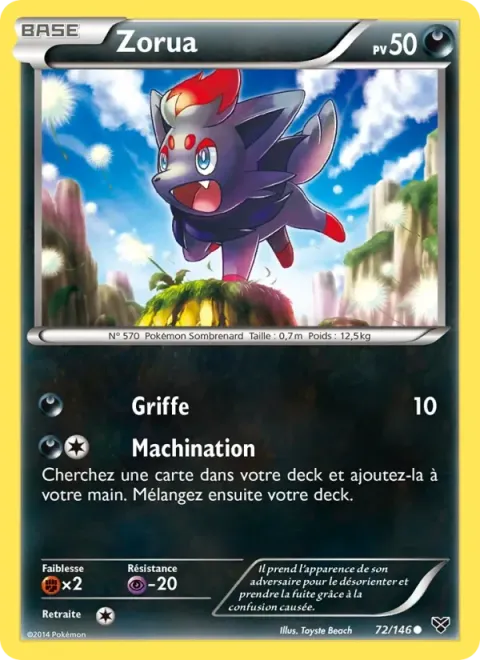 Carte Pokémon Zorua 072/146, extension XY