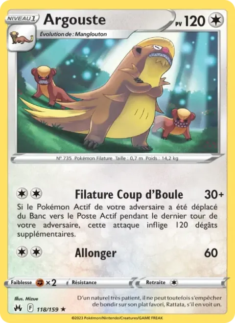 Carte Pokémon Argouste 118/159, extension Zénith Suprême