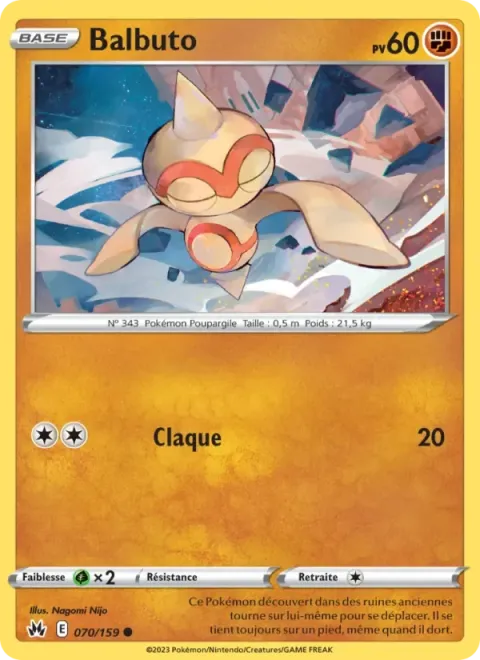 Carte Pokémon Balbuto 070/159, extension Zénith Suprême