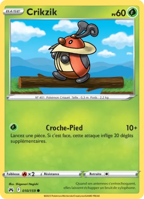 Carte Pokémon Crikzik 010/159, extension Zénith Suprême