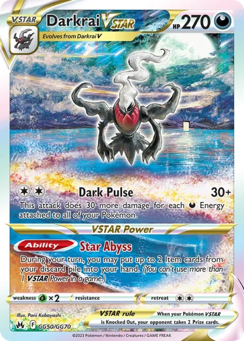 Carte Pokémon Darkrai VSTAR GG50/GG70, extension Zénith Suprême